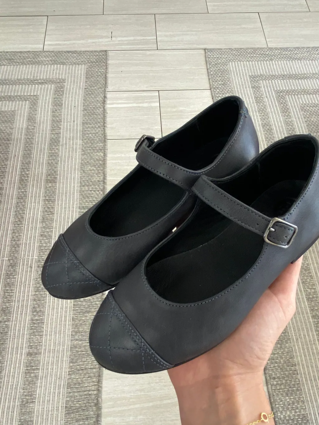 BluBlonc Gunmetal Quilted Captoe Mary Jane Clearance