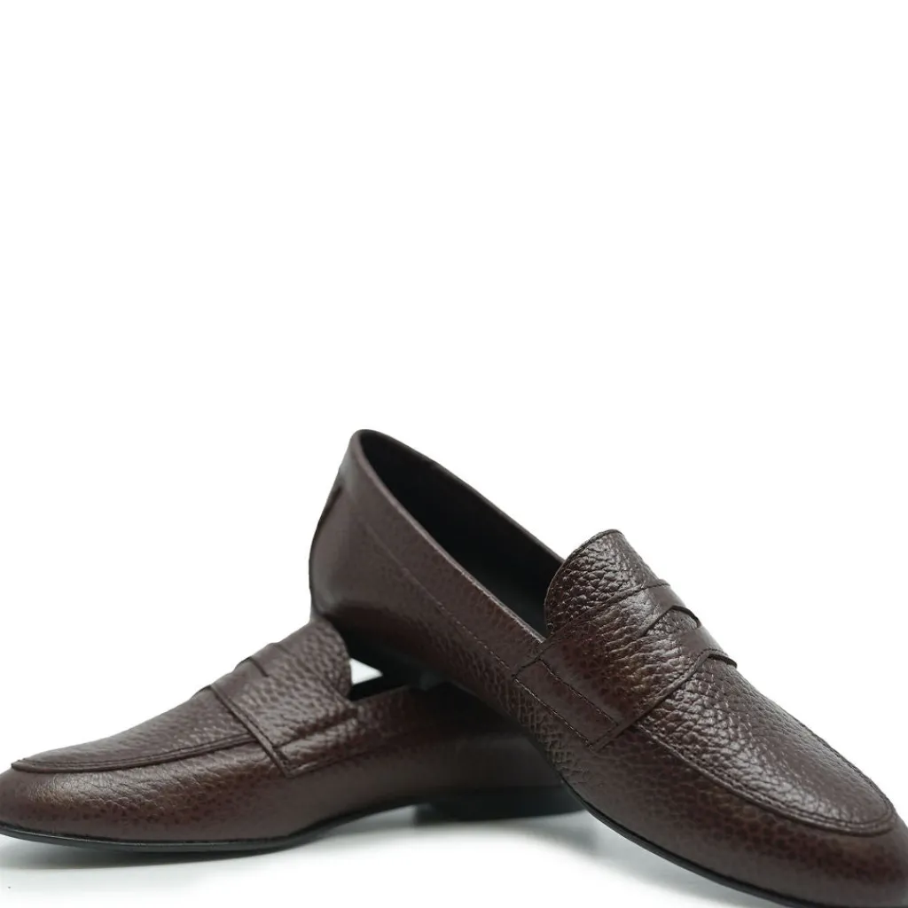 BluBlonc Hazelnut Pebbled Penny Loafer Hot