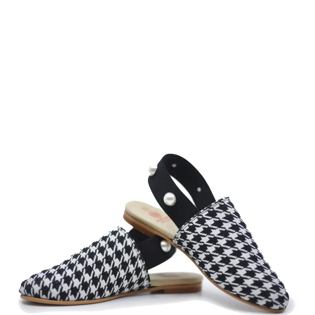 BluBlonc Houndstooth Pearl Mule Hot