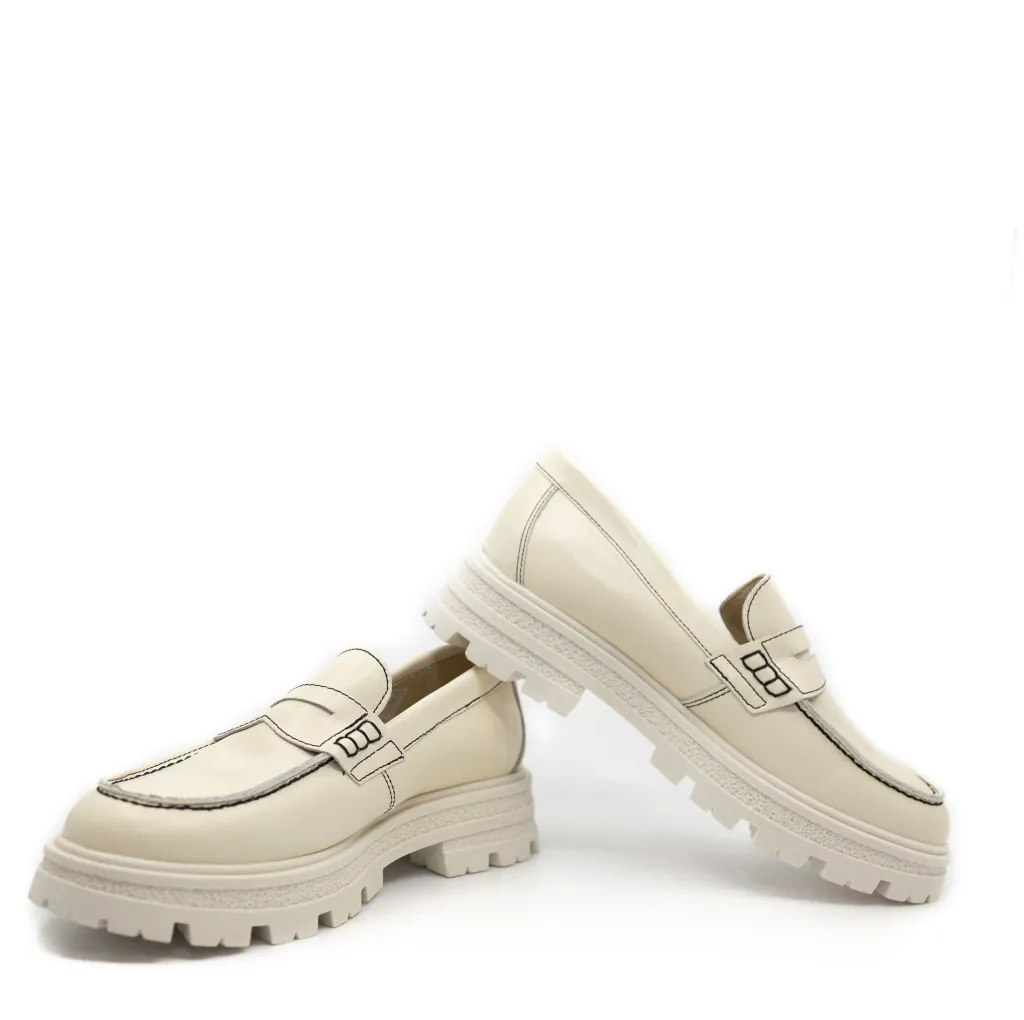 BluBlonc Ivory Monochromatic Chunky Penny Loafer Best