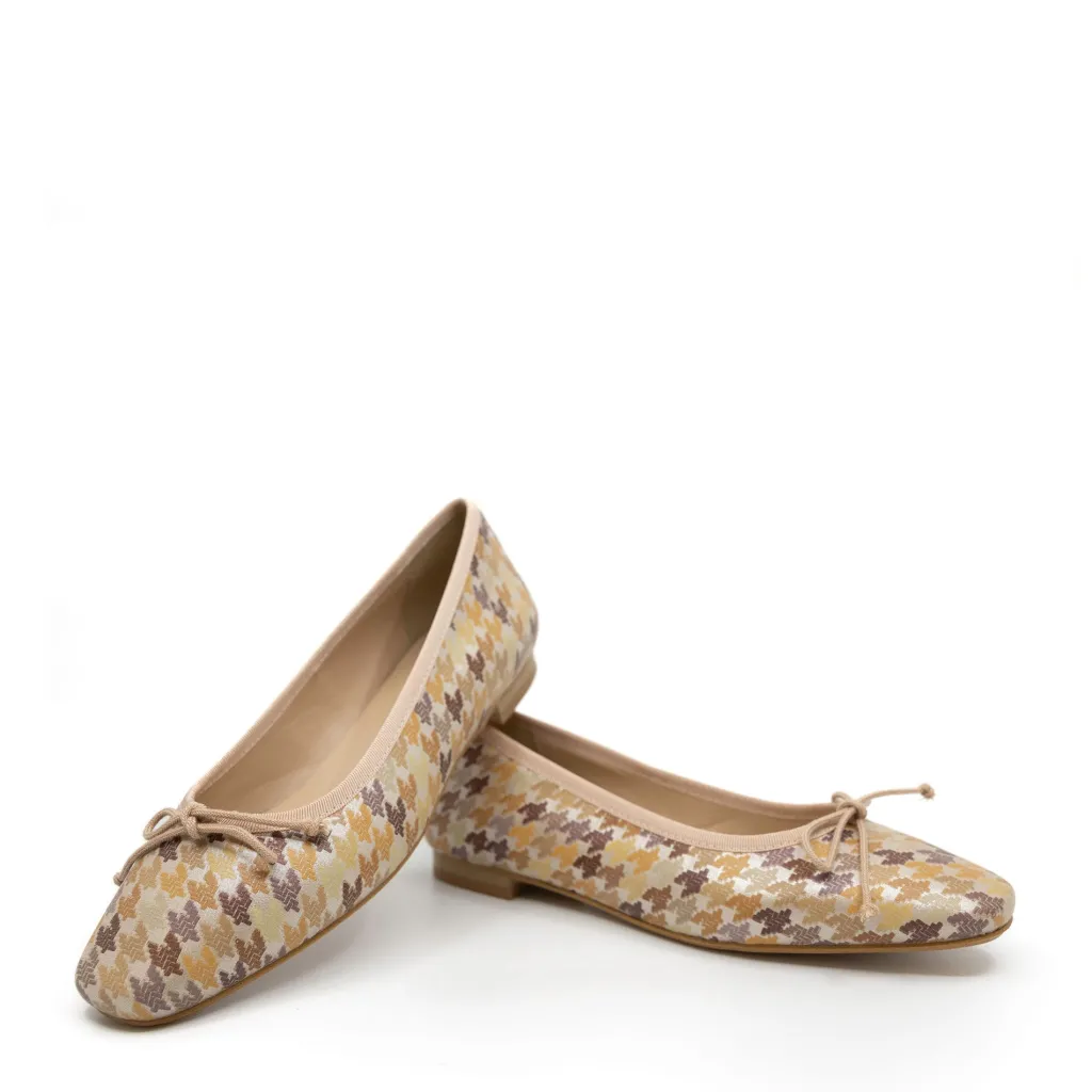 BluBlonc Multi Houndstooth Square Toe Flat Best