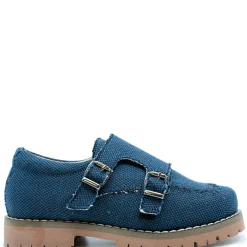 BluBlonc Navy Canvas Double Monk Loafer Outlet