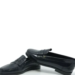 BluBlonc Navy Florentic Perforated Penny Loafer Discount