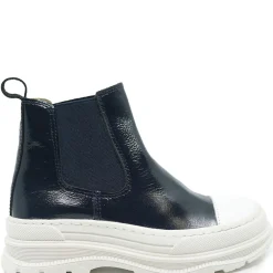 BluBlonc Navy Patent Leather Slip On Sneaker Boot Online