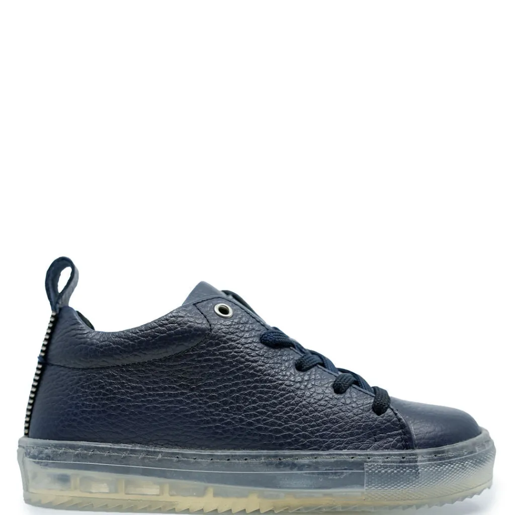 BluBlonc Navy Pebbled Clear Sole Zipper Sneaker Clearance