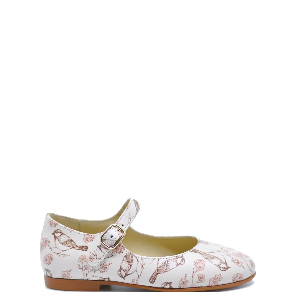 BluBlonc Pink Bird Print Mary Jane Sale