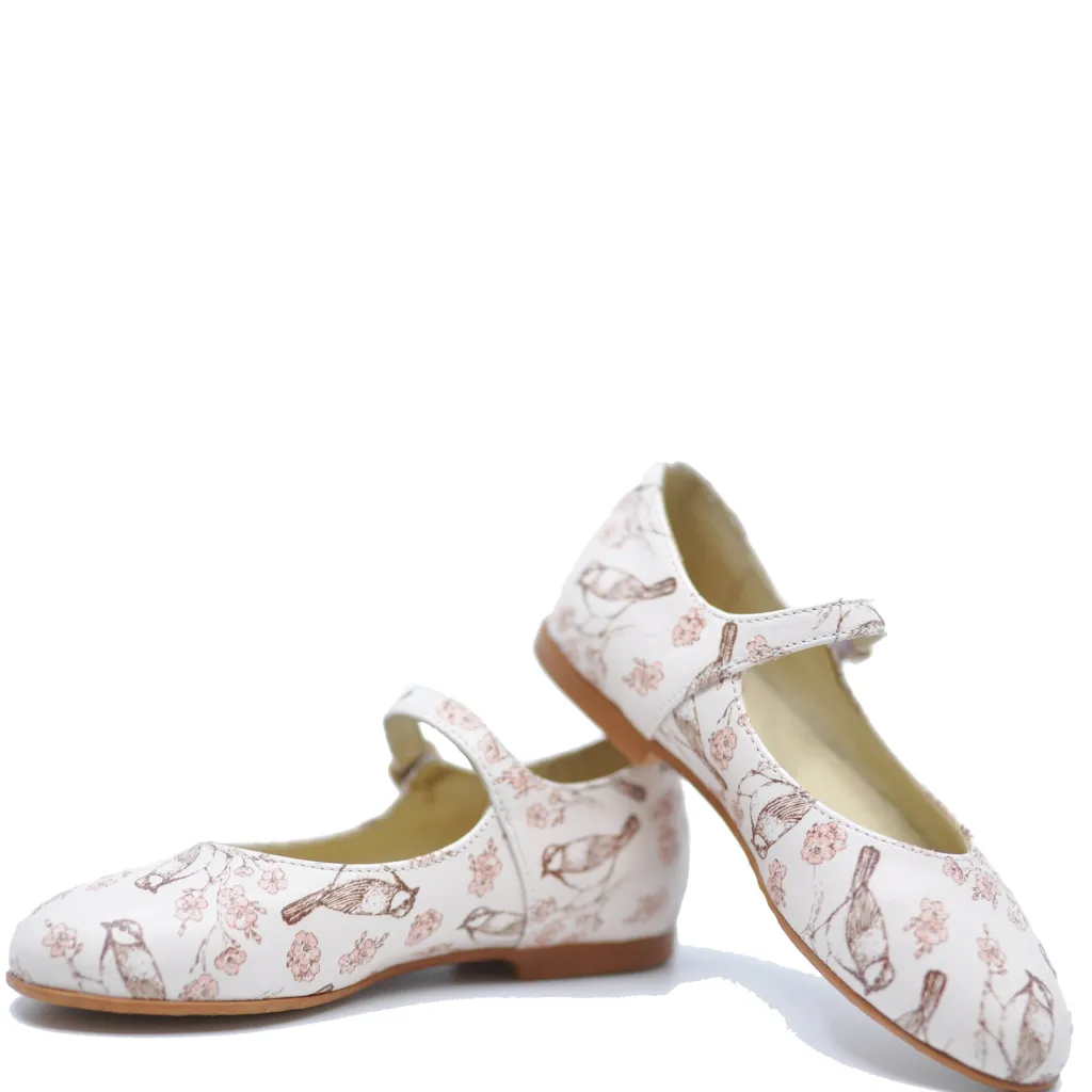 BluBlonc Pink Bird Print Mary Jane Sale