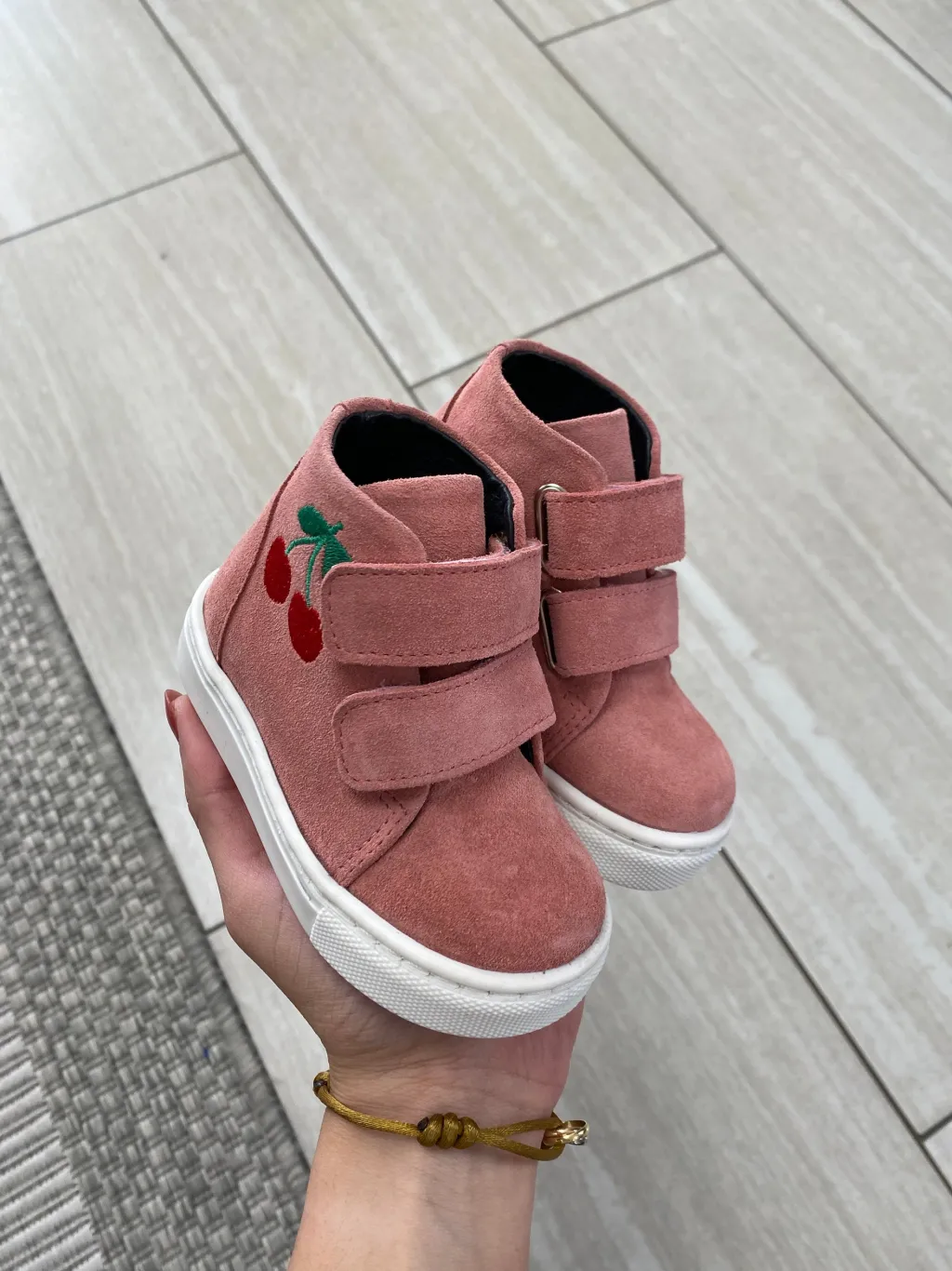 BluBlonc Pink Cherry Velcro Baby Sneaker Outlet