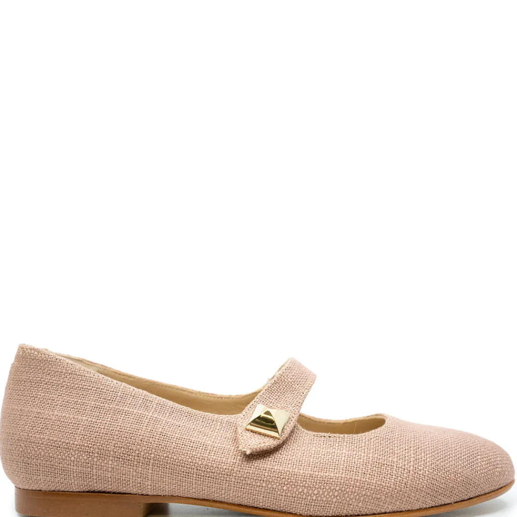 BluBlonc Pink Linen Stud Mary Jane Clearance