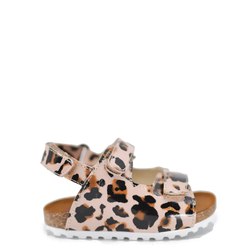 BluBlonc Pink Patent Leopard Velcro Sandal Clearance