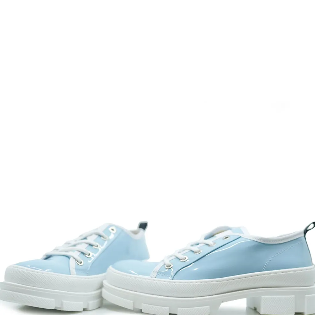 BluBlonc Sky Blue Patent Chunky Sneaker Discount