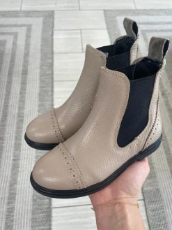 BluBlonc Taupe Captoe Elastic Bootie Best