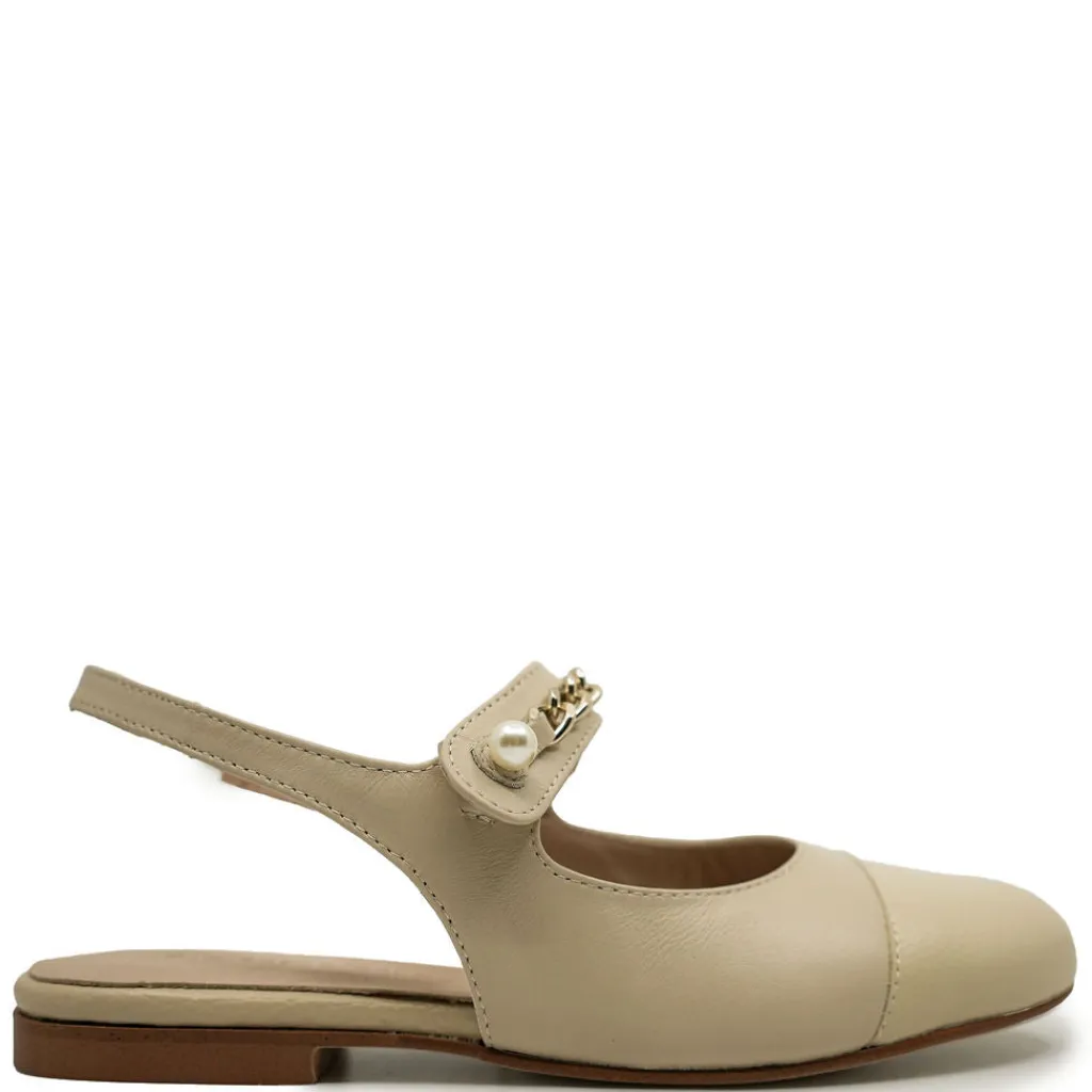 BluBlonc Taupe Captoe Pearl Slingback Discount