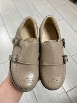 BluBlonc Taupe Leather Double Monk Loafer Outlet