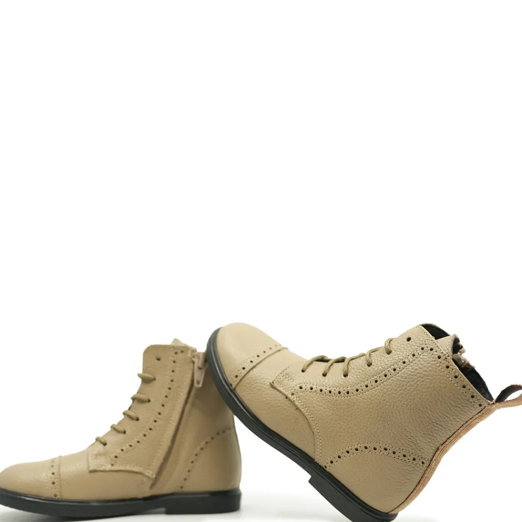 BluBlonc Taupe Perforated Captoe Bootie Outlet