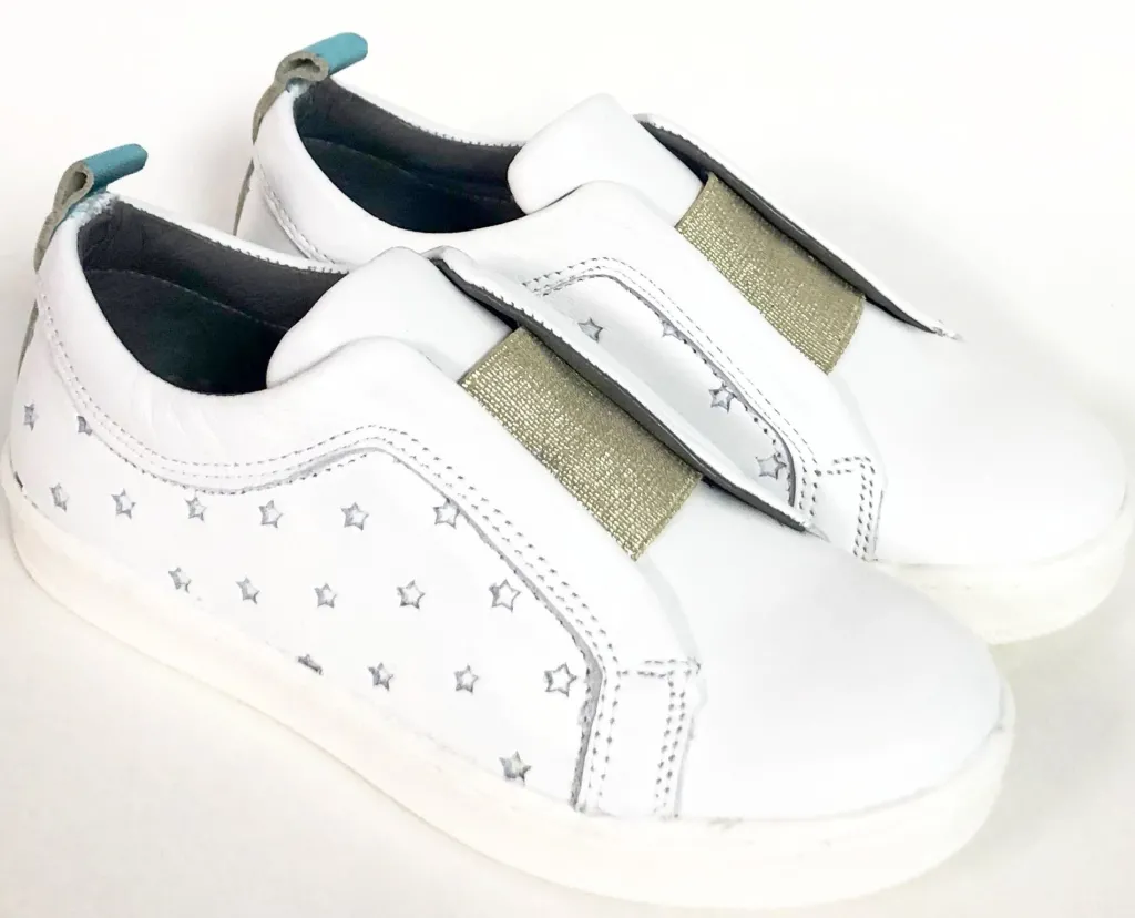 BluBlonc White and Gold Star Sneaker Hot