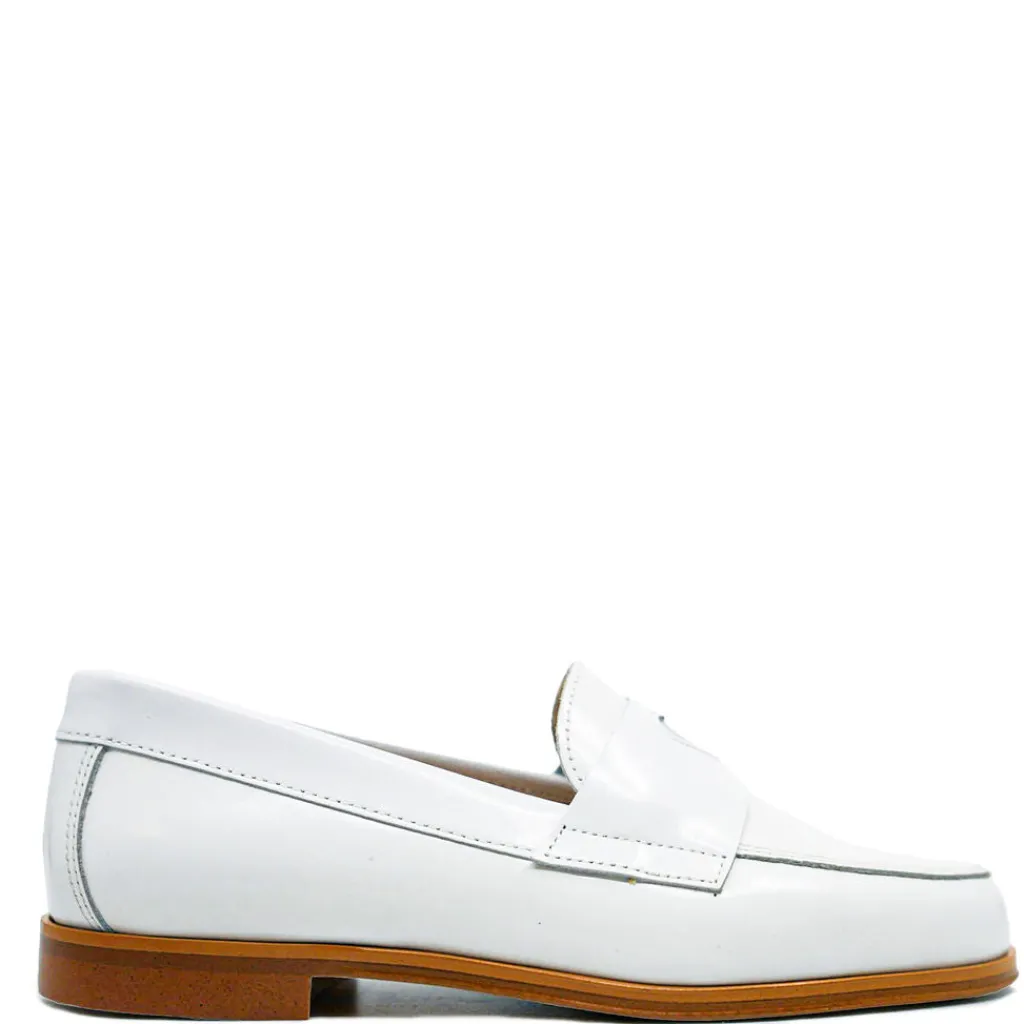 BluBlonc White and Silver Heart Loafer Outlet