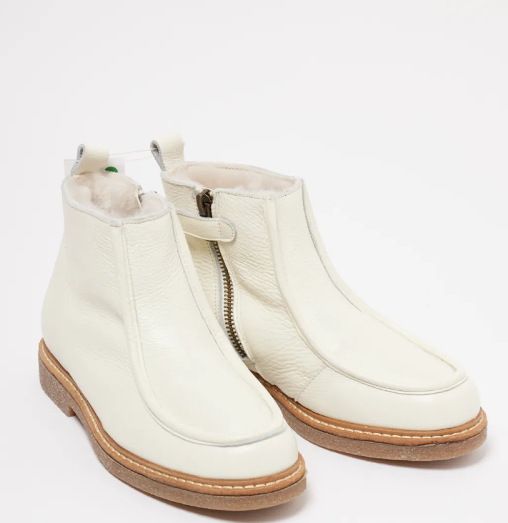 Bonpoint Cream Leather Fur Boot Best