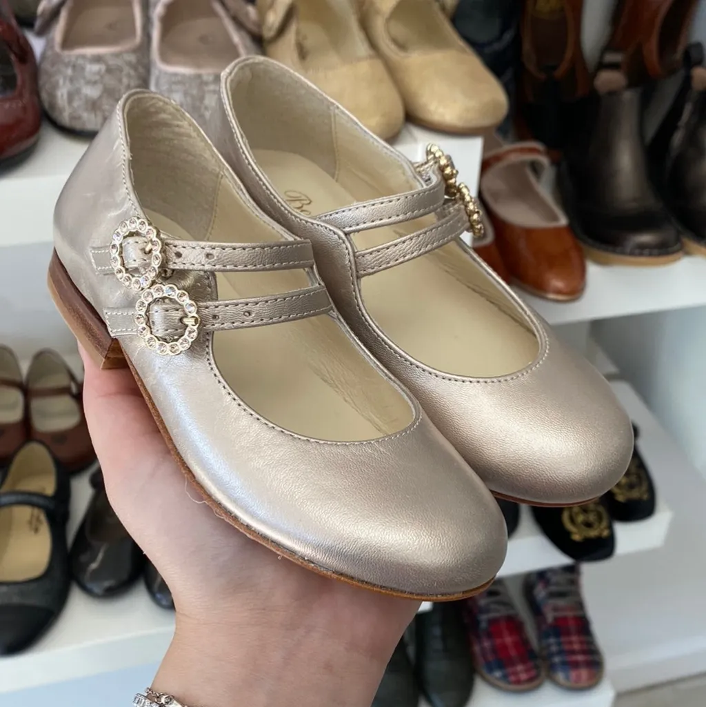 Bonpoint Gold Embellished Double Buckle Mary Jane Online