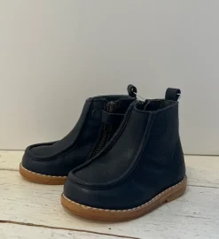 Bonpoint Navy Leather Zipper Baby Bootie Discount