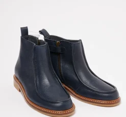 Bonpoint Navy Leather Zipper Boot Hot