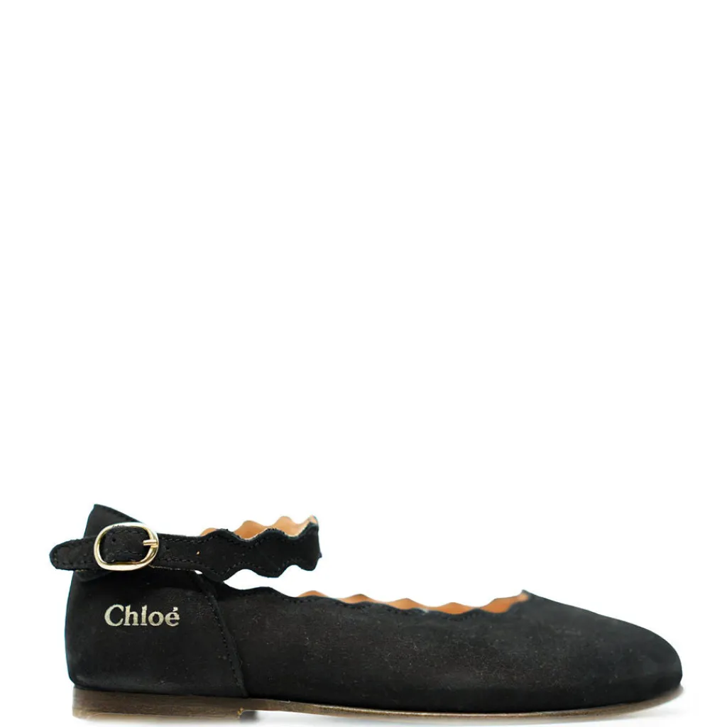 Chloe Black Suede Scalloped Mary Jane Outlet