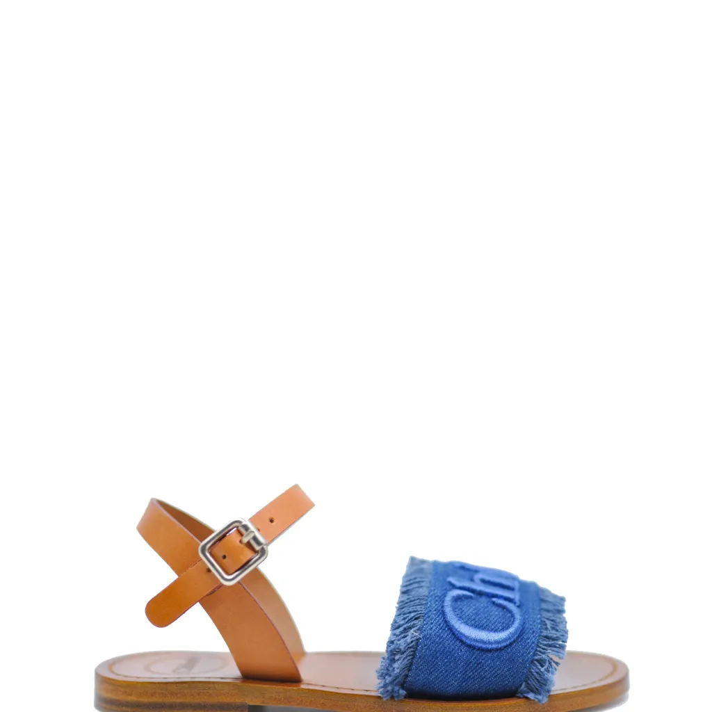 Chloe Denim Logo Sandal New