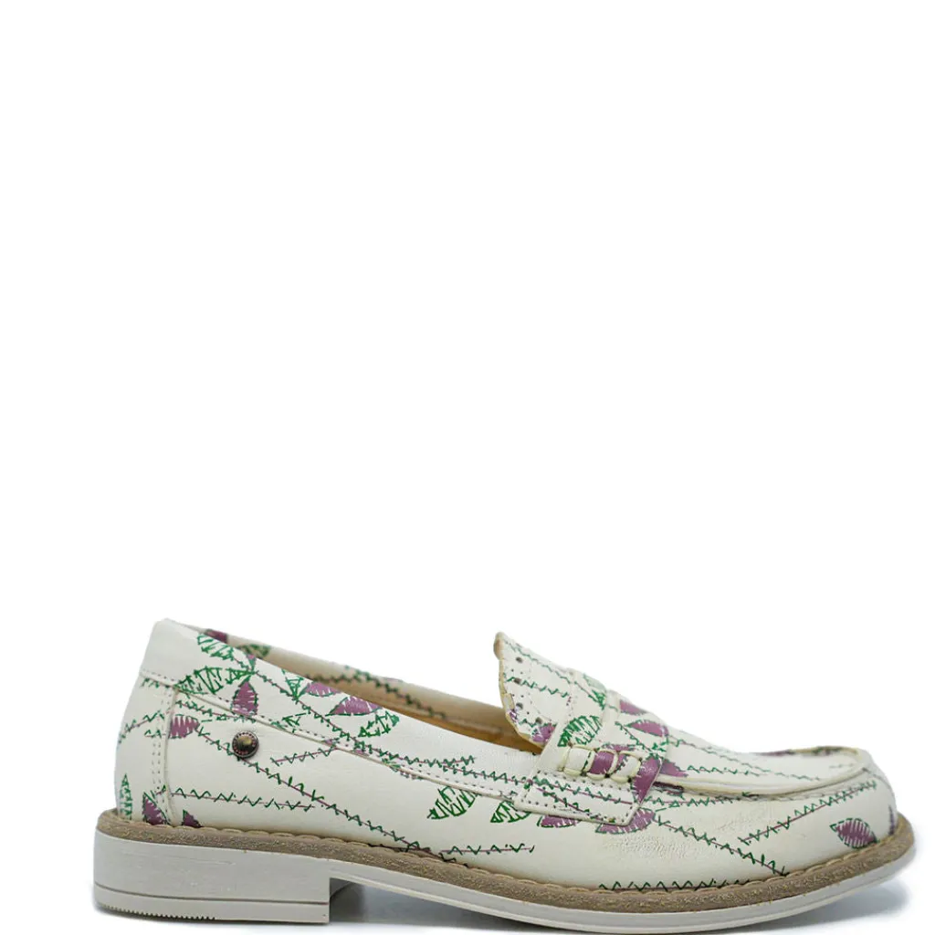 Confetti Beige Leaves Penny Loafer Sale