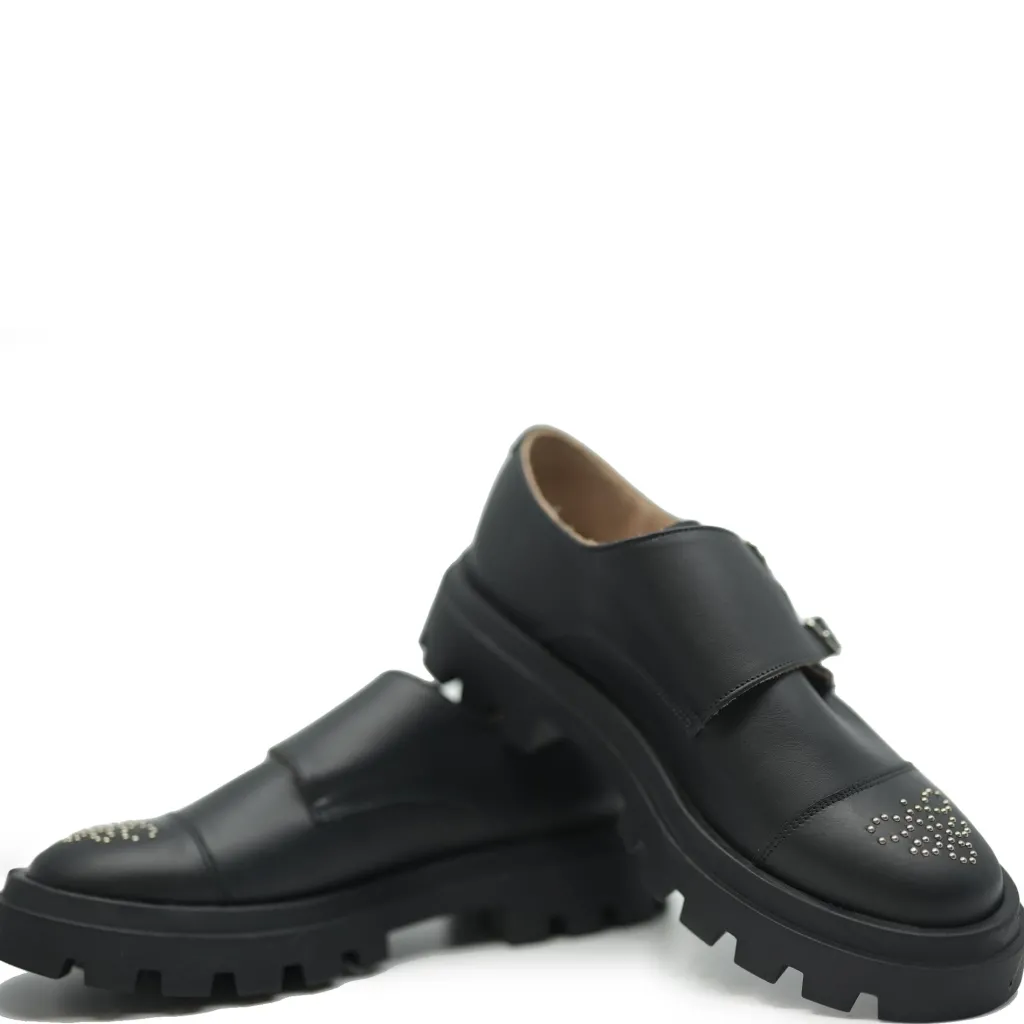 Confetti Black Double Monk Studded Chunky Loafer Outlet