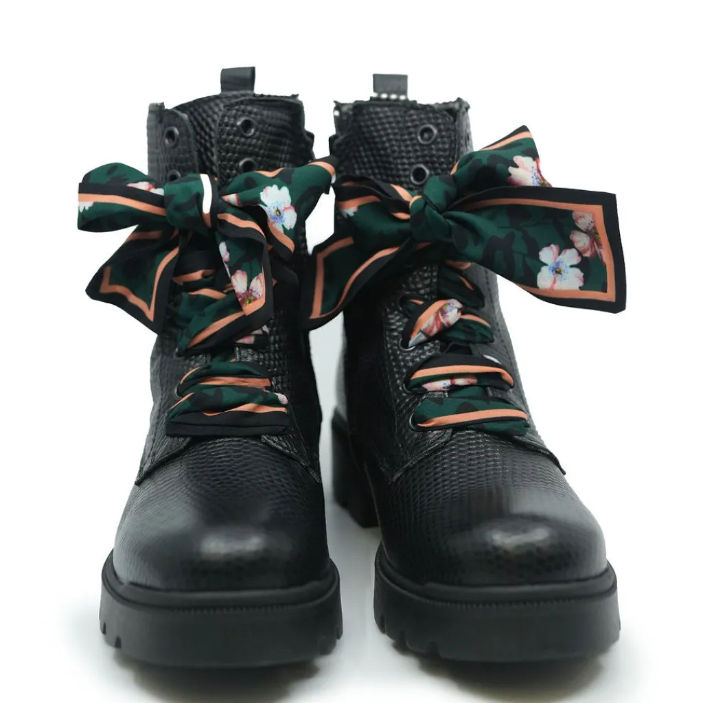 Confetti Black Leather Scarf Boot Hot
