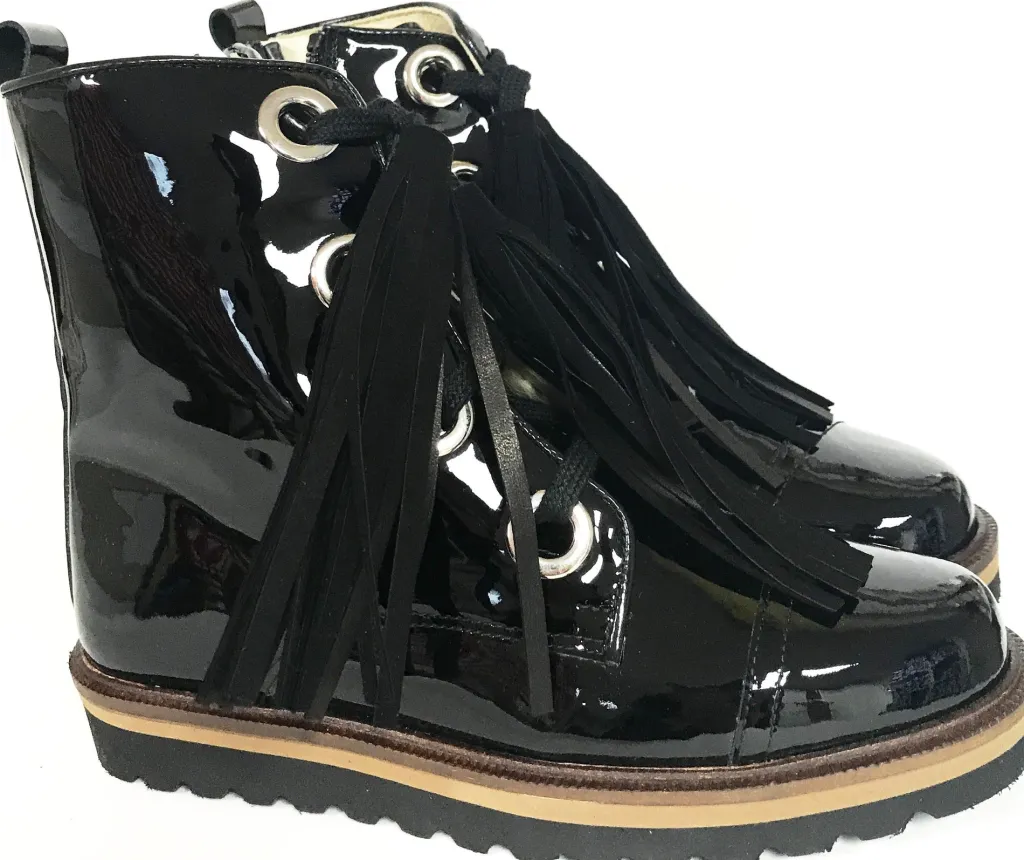 Confetti Black Patent Tassel Boot Best