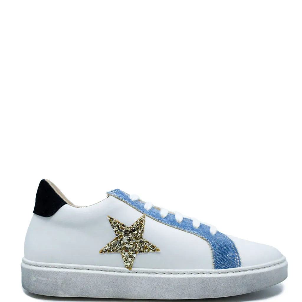 Confetti White Denim Star Sneaker Fashion