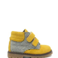 Confetti Yellow And Gray Heather Velcro Baby Bootie Best