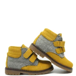 Confetti Yellow And Gray Heather Velcro Baby Bootie Best