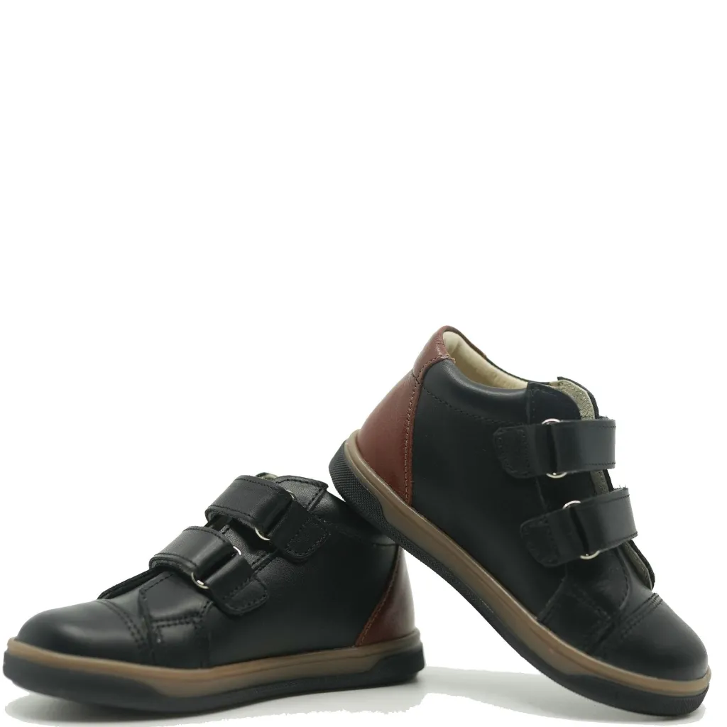 Emel Black and Luggage Velcro Baby Sneaker Hot