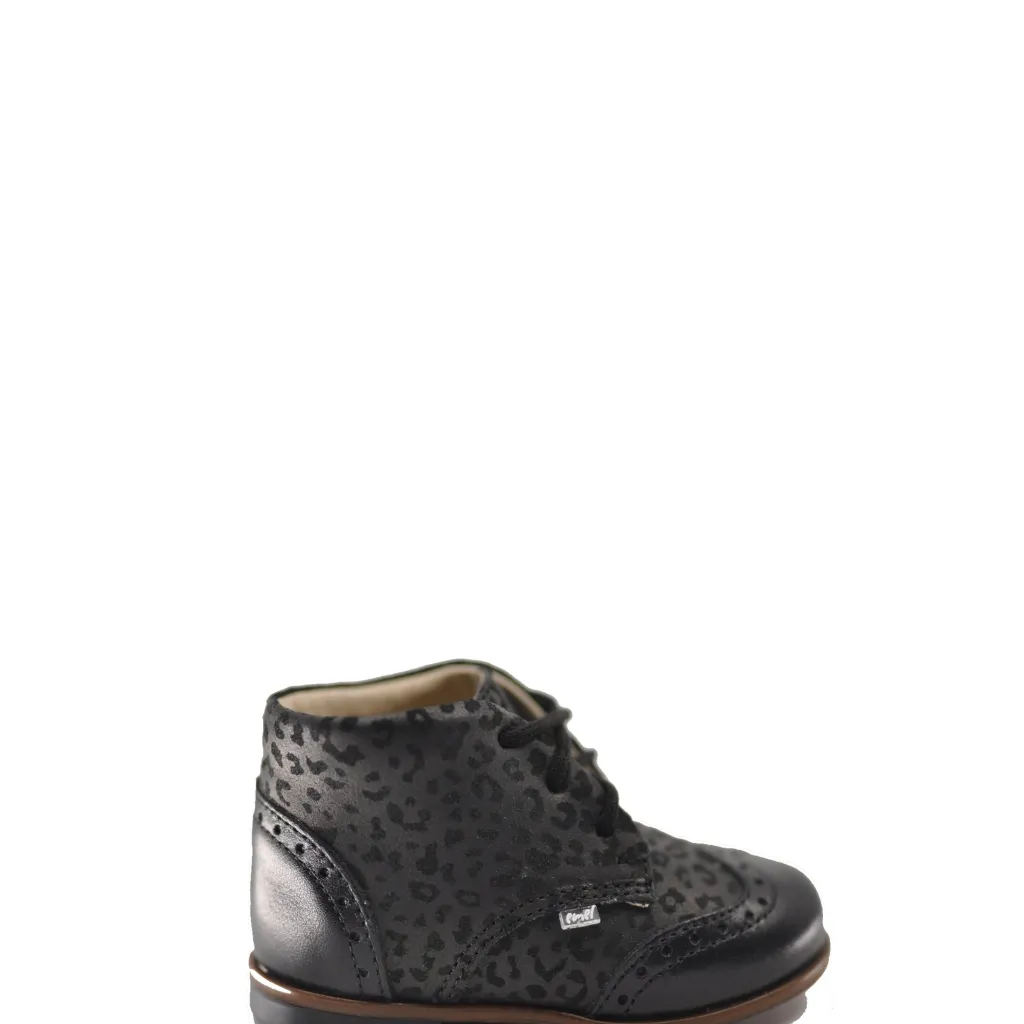 Emel Black Cheetah Wingtip Baby Bootie Outlet