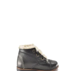 Emel Black Leather Fur Trim Baby Bootie Clearance