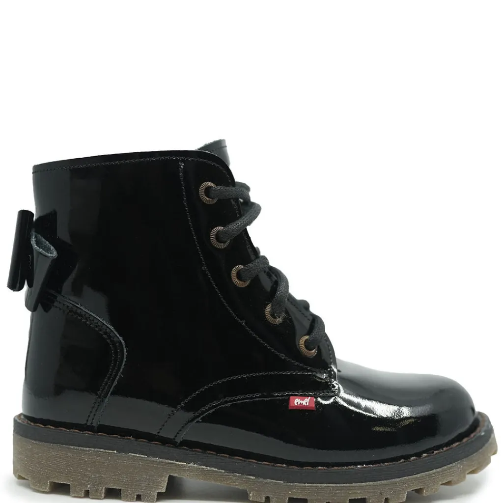 Emel Black Patent Fur Lined Bootie Outlet