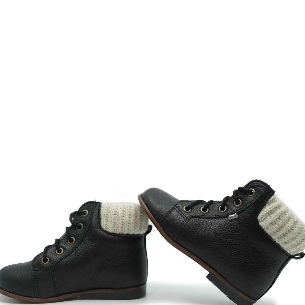 Emel Black Pebbled Knit Cuff Baby Bootie Hot