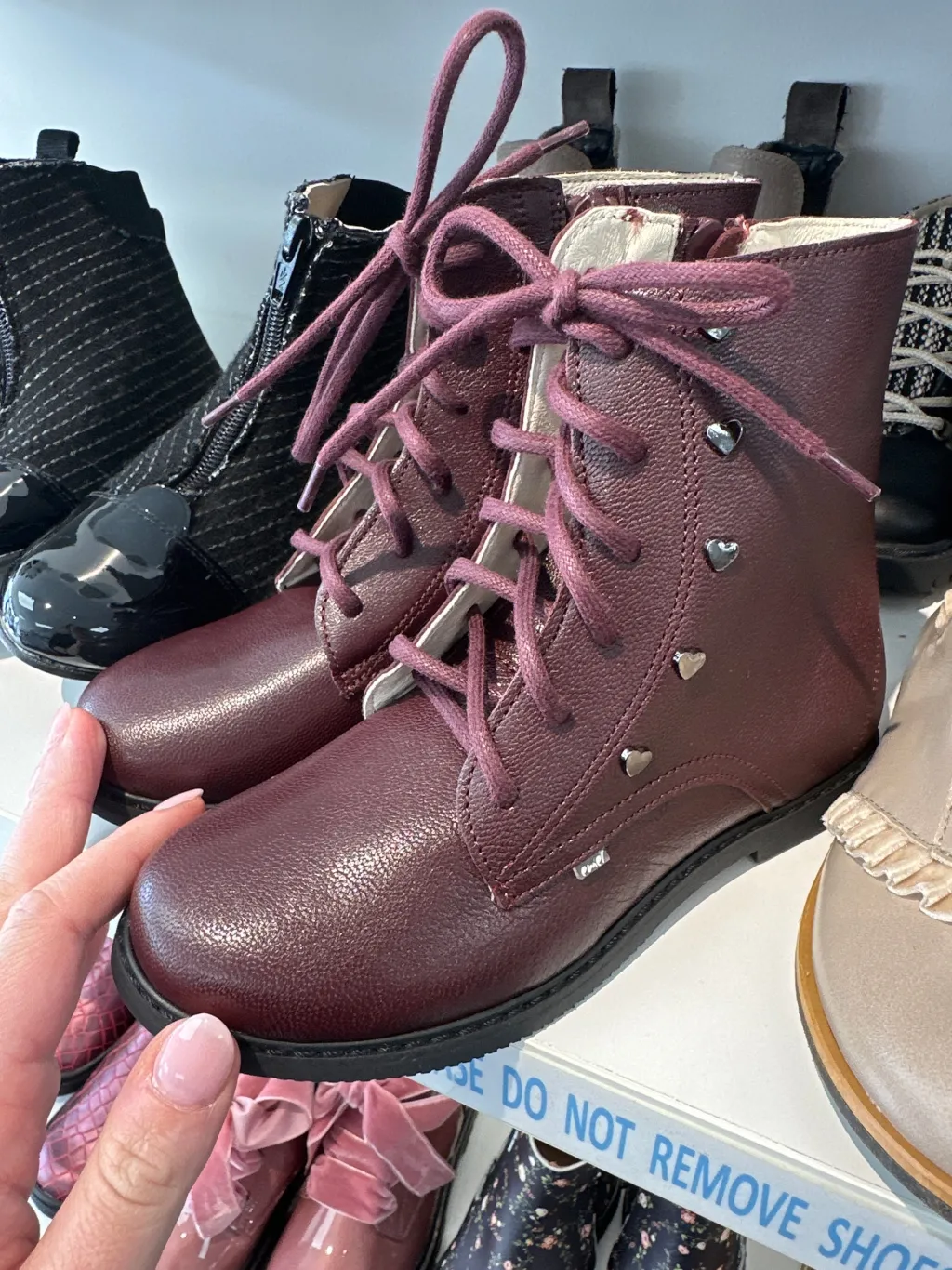 Emel Burgundy Heart Studded Boot Sale