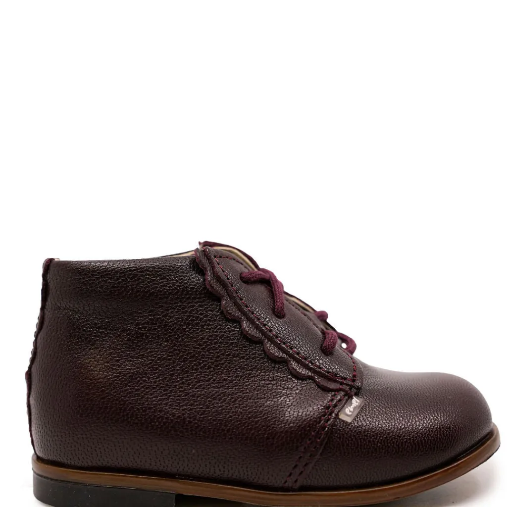 Emel Dark Burgundy Scalloped Baby Bootie Best