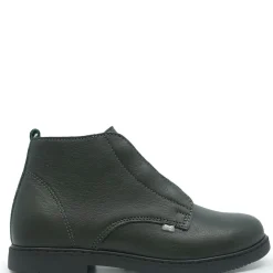 Emel Dark Green Leather Zipper Bootie Hot
