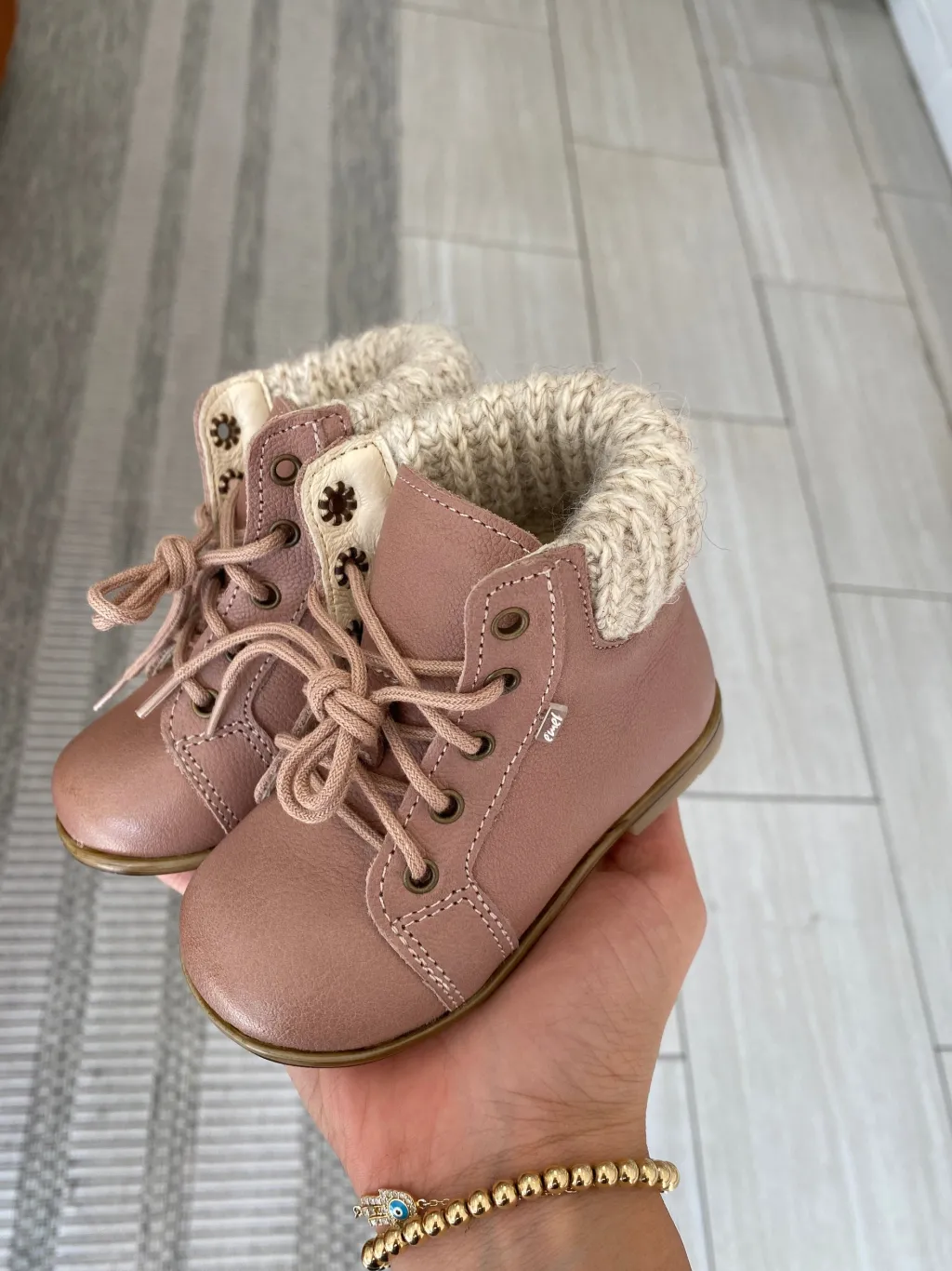 Emel Dusty Pink Sweater Baby Bootie Clearance