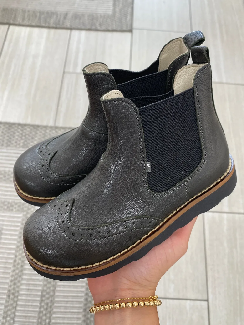 Emel Gunmetal Green Wingtip Bootie Discount