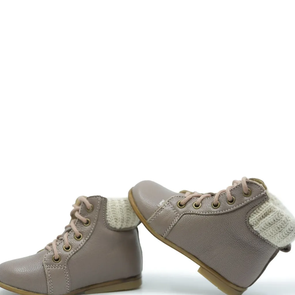 Emel Mauve Knit Cuff Baby Bootie New