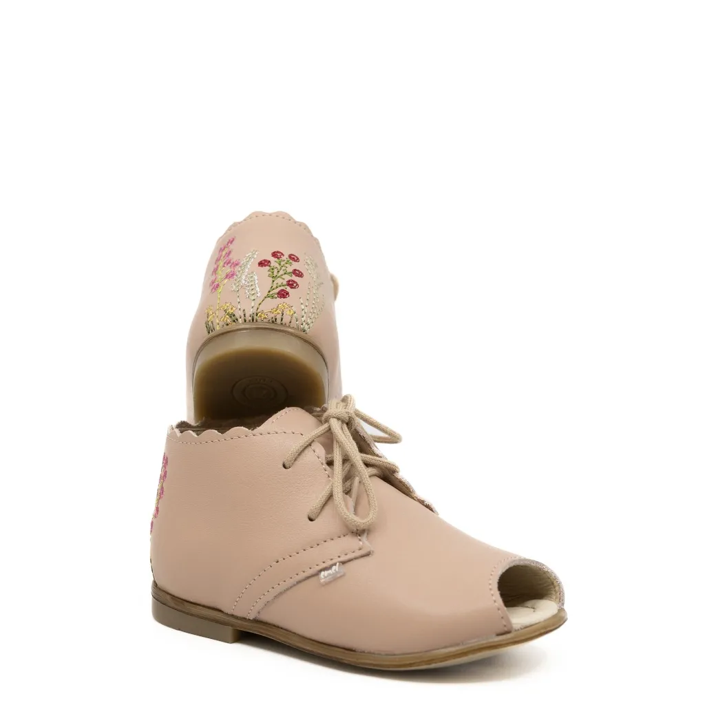 Emel Nude Pink Embroidered Baby Bootie New