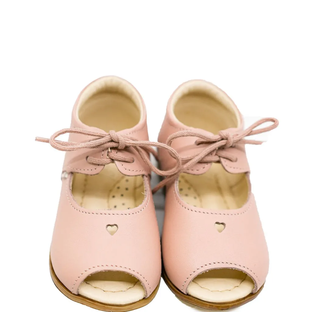 Emel Nude Pink Heart Open Toe Baby Shoe Clearance