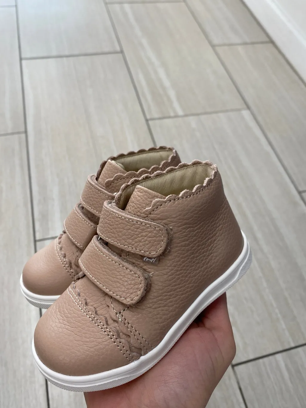 Emel Pebbled Nude Pink Baby Sneaker Clearance