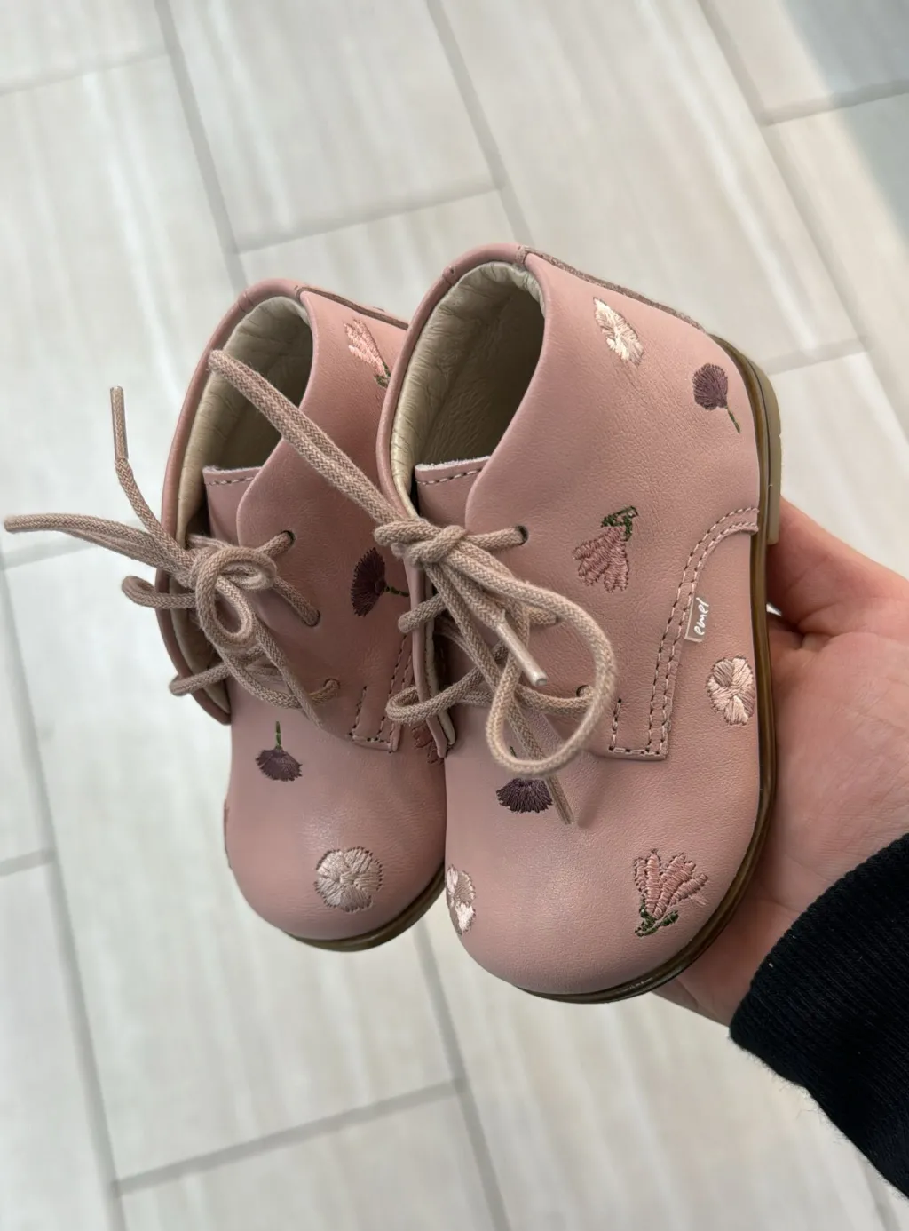 Emel Pink Floral Embroidered Baby Bootie Sale
