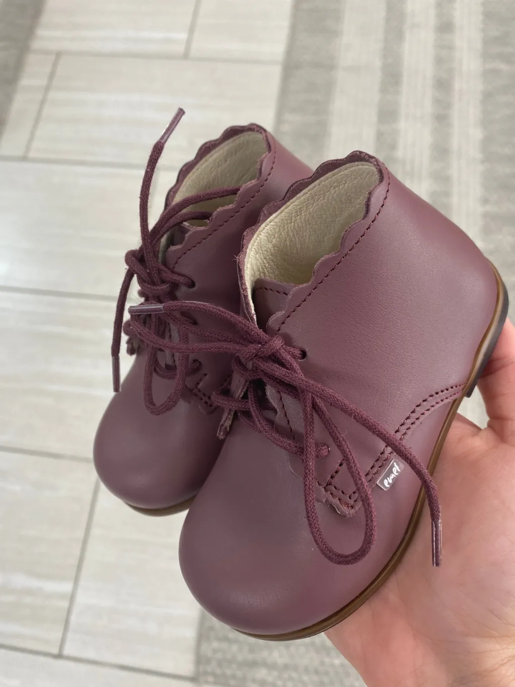 Emel Plum Scalloped Baby Bootie Hot